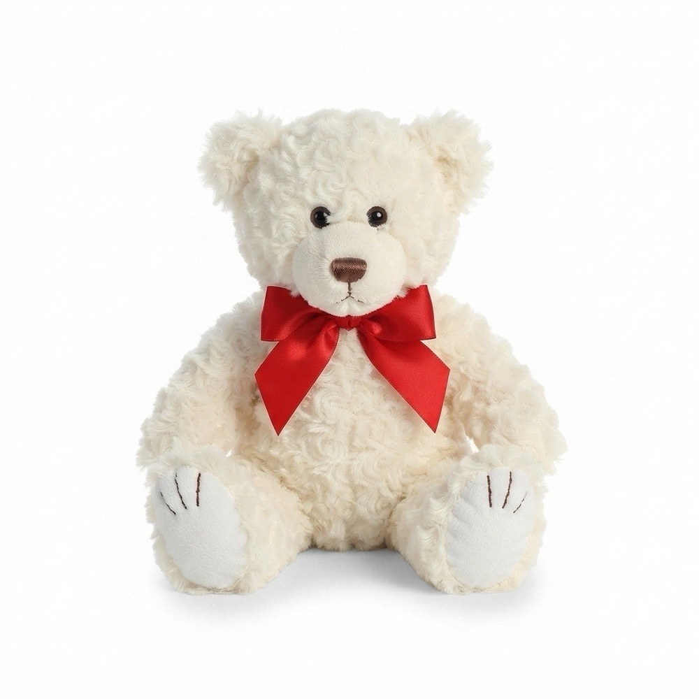 First & Main Bear Plush 10" White Teddy Stuffed Animal Soft Toy Sitting